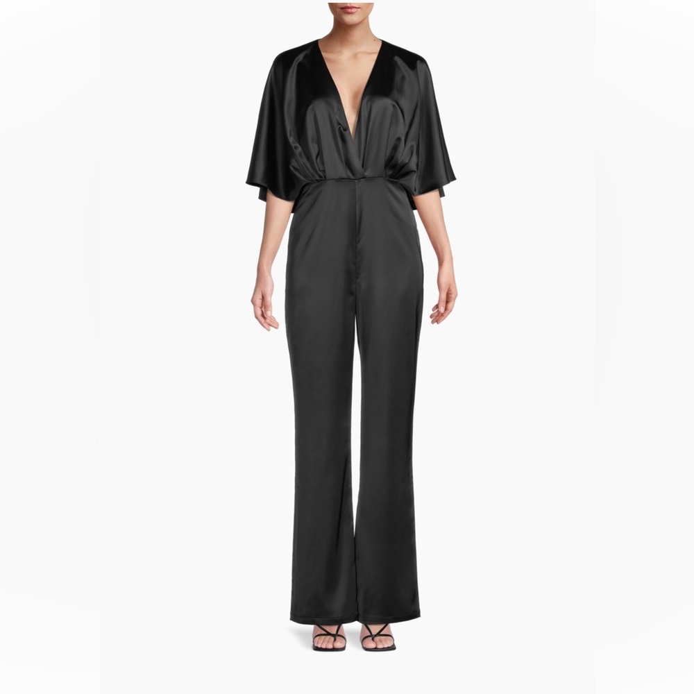 AiiFOS Black Satin Jumpsuit. Size 6